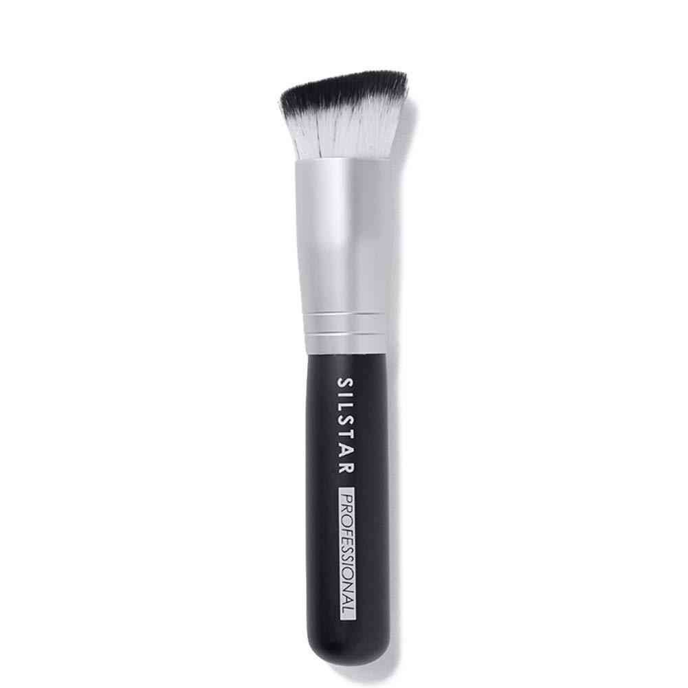 [Australia] - SILSTAR PROFESSIONAL ROUND ANGLED FLAT FOUNDATION BRUSH WITH HANDLE MADE OF NATURAL BIRCH WOOD, MADE IN KOREA 009 