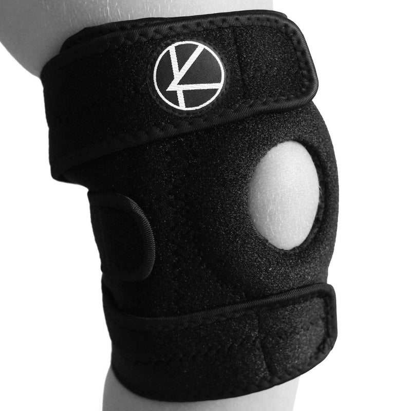 [Australia] - Adjustable Kids Knee Brace Support - Knee Support for Youth, Arthritis, ACL, MCL, LCL, Sports Exercise, Meniscus Tear, Dance. Open Patella Neoprene Stabilizer Wrap for Children, Boys, Girls (Black) One Size Black 