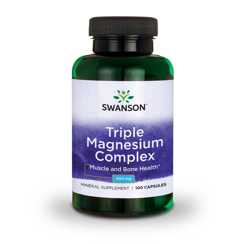[Australia] - Swanson Triple Magnesium Complex - Mineral Supplement Promoting Muscle & Bone Health - Natural Support - Featuring Citrate, Oxide & Aspartate - (100 Capsules, 400mg Each) 1 