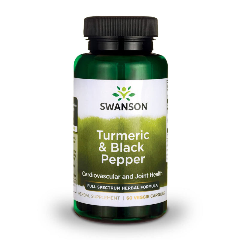 [Australia] - Swanson Turmeric & Black Pepper - Organic Joint Health, Heart Health, Digestion, & Liver Support Supplement - Natural Formula for Enhanced Bioavailability & Absorption - (60 Veggie Capsules) 1 