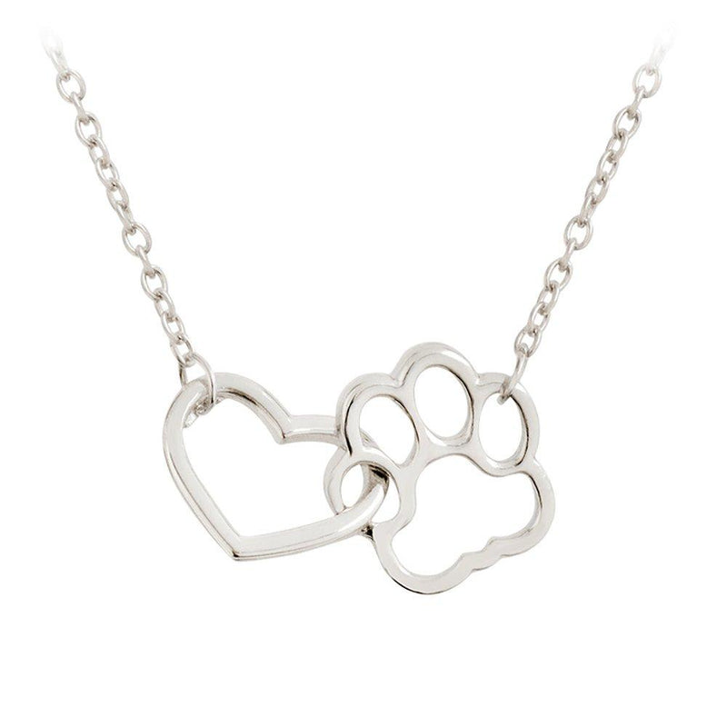 [Australia] - MIXIA Cat Dog Puppy Paw Print Stamped Pet Memorial Pendant Necklace Love Heart Necklace Jewelry silver 