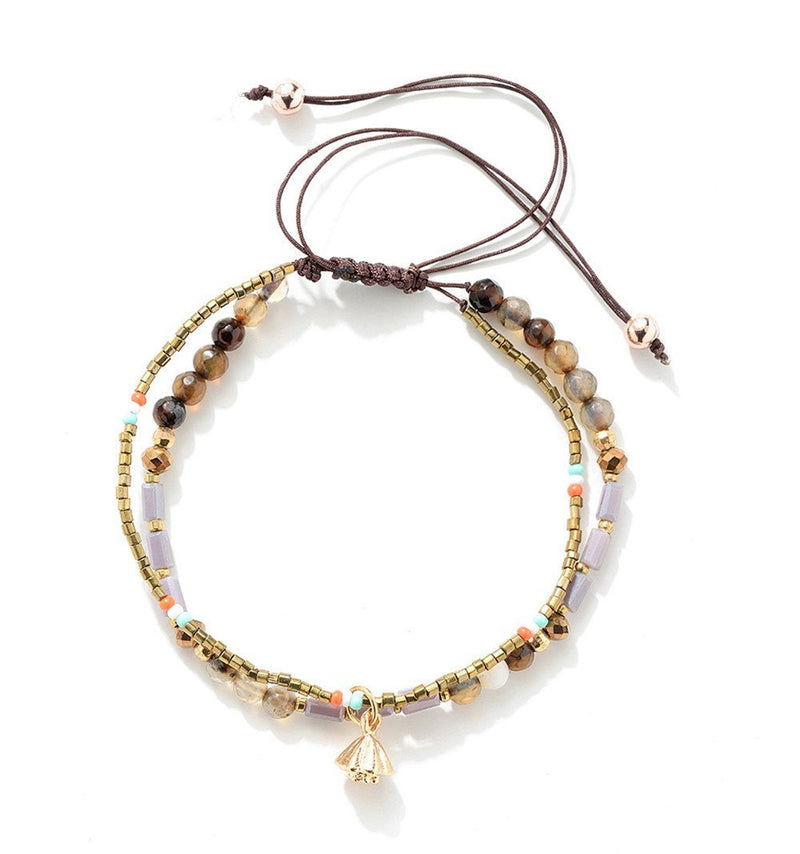 [Australia] - Joya Gift Handmade Adjustable Wrap Bracelet Bohemian String Braided Beads Anklets Gifts for Women Girls Yellow 