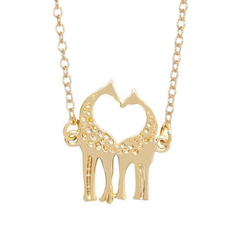 [Australia] - MIXIA Minimalist Double Kissing Giraffes Necklace Abstract Simple Animal Pendant gold 