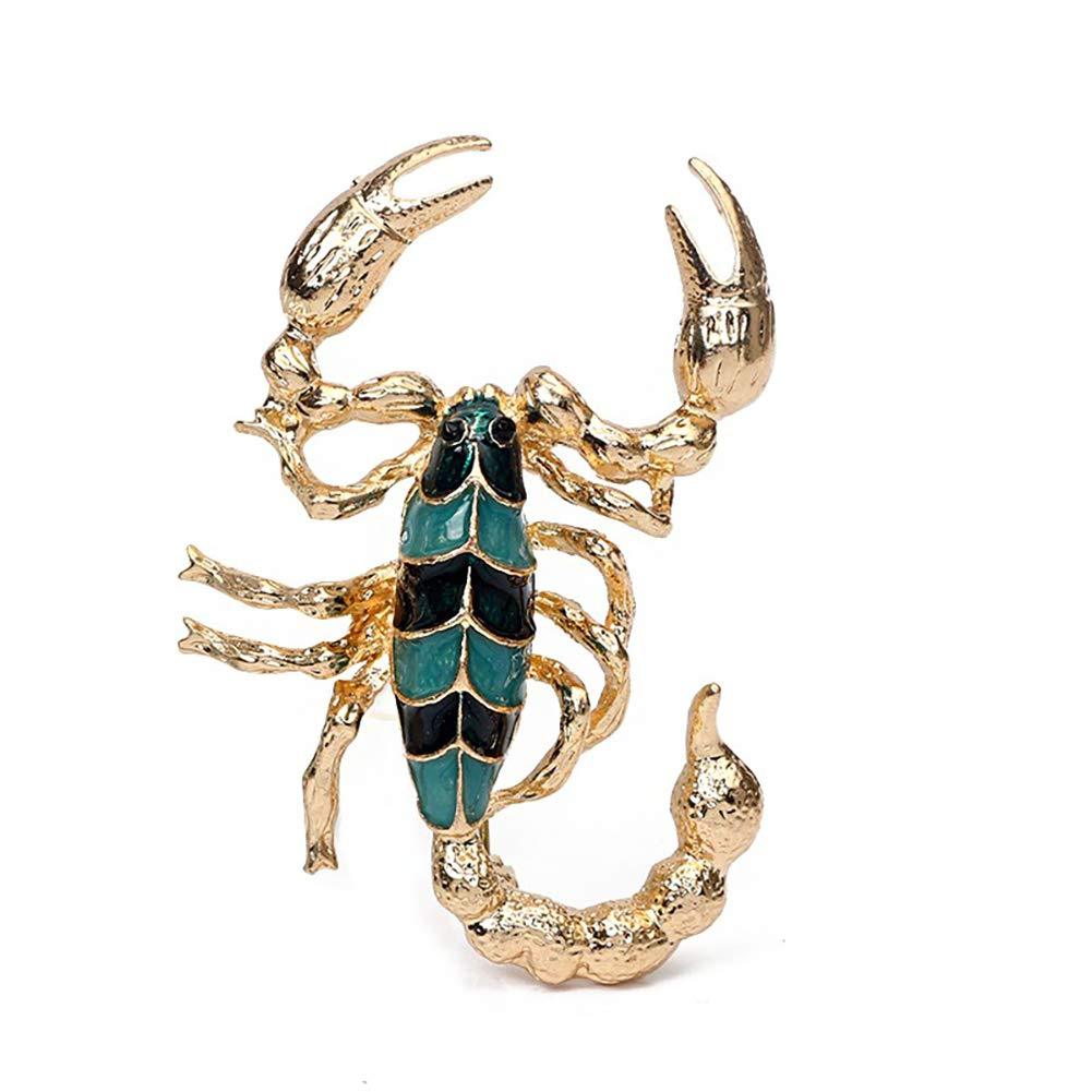 [Australia] - Trendy Chic Brooch Crystal Rhinestone Enamel Scorpion Animal Brooches pin for Women Men gold+green 