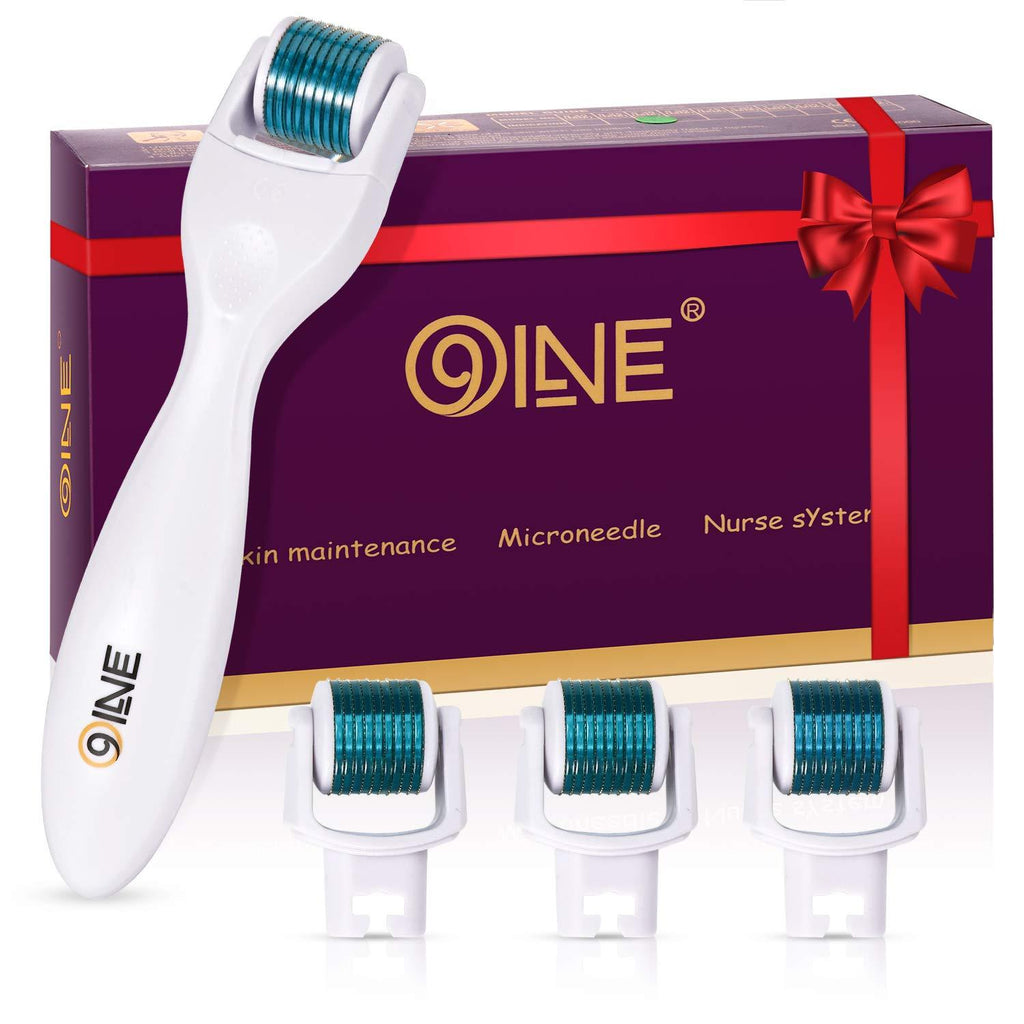 [Australia] - Derma Roller Cosmetic Needling Instrument Kit for Face & Body [By 9Oine Skincare], 600 Titanium Microneedles 0.30mm, FOUR Replaceable Heads,Hair Beard Regrowth and Skin Rejuvenate 