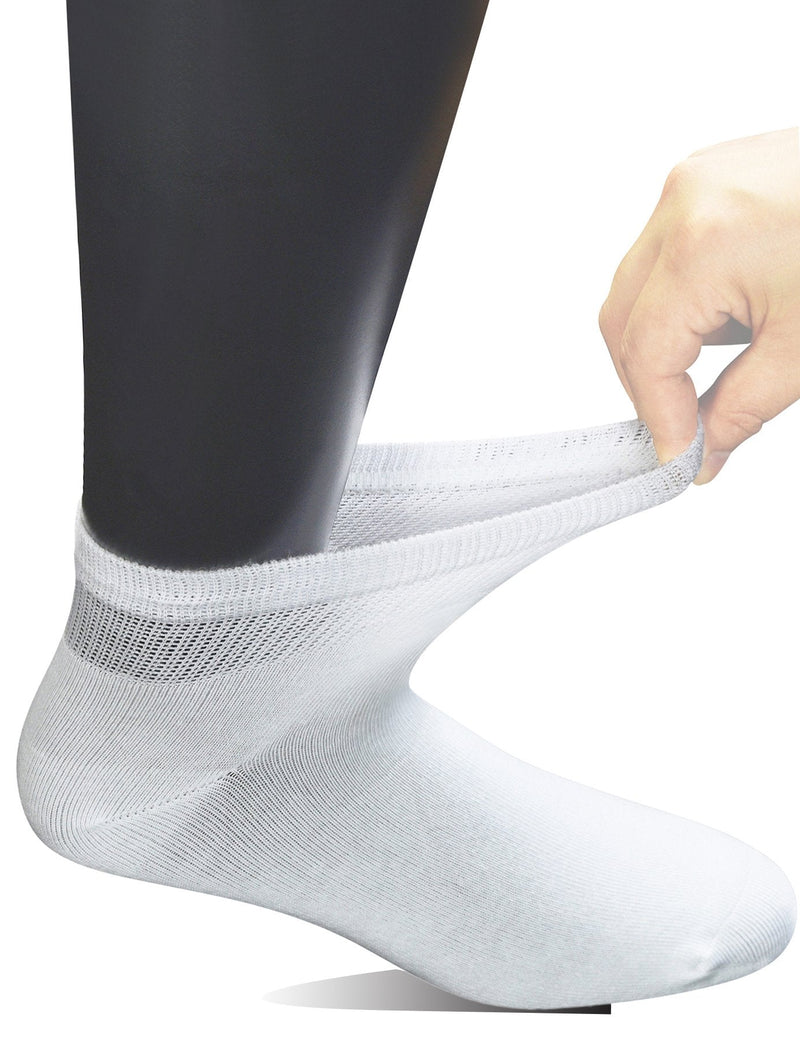 [Australia] - Yomandamor Men's 6 Pairs Combed Cotton Diabetic Ankle Socks with Seamless Toe and Non-Binding Top 10-13 6 Pairs White 