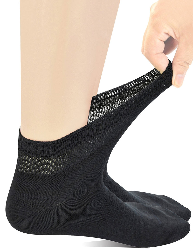 [Australia] - Yomandamor Mens Coolmax Ankle Wide Stretched Diabetic Socks with Seamless Toe,5 Pairs 10-13 5 Pairs Black 