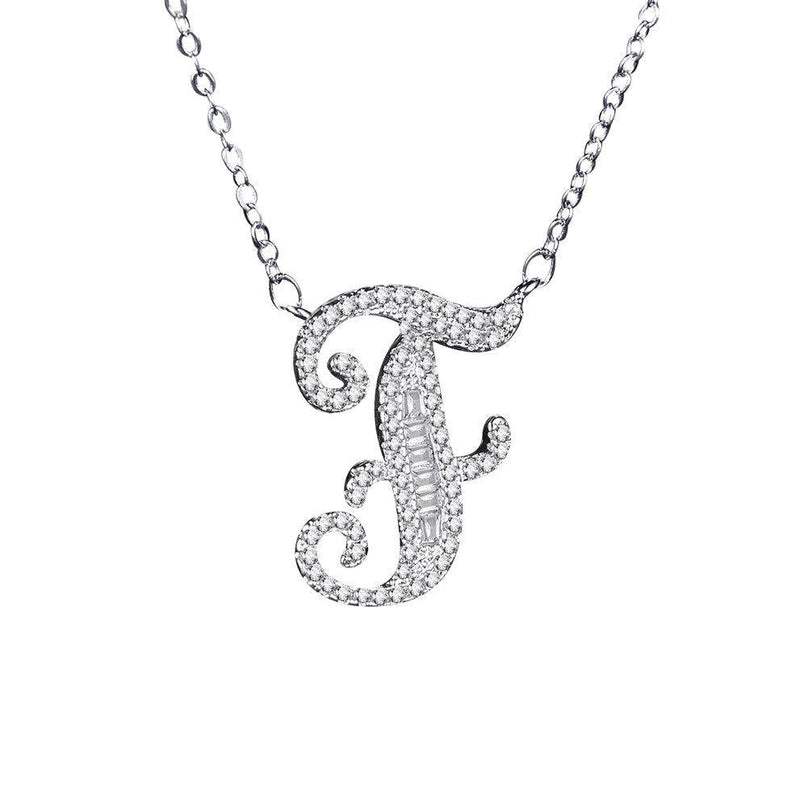 [Australia] - Uloveido A-Z Initial Letter White Gold Plated Necklace Pendant for Women Girls Kids Mom Friend with Cubic Zirconia Stone CZ Crystals NL025 F 