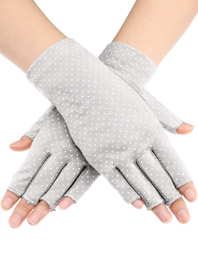 [Australia] - Maxdot Sunblock Fingerless Gloves Non-slip UV Protection Driving Gloves Summer Outdoor Gloves for Women and Girls Gray 