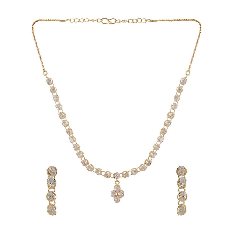 [Australia] - Efulgenz Bridal Crystal Cubic Zirconia Collar Necklace Earrings Jewelry Set for Women Girls Bride Bridesmaids Gold 
