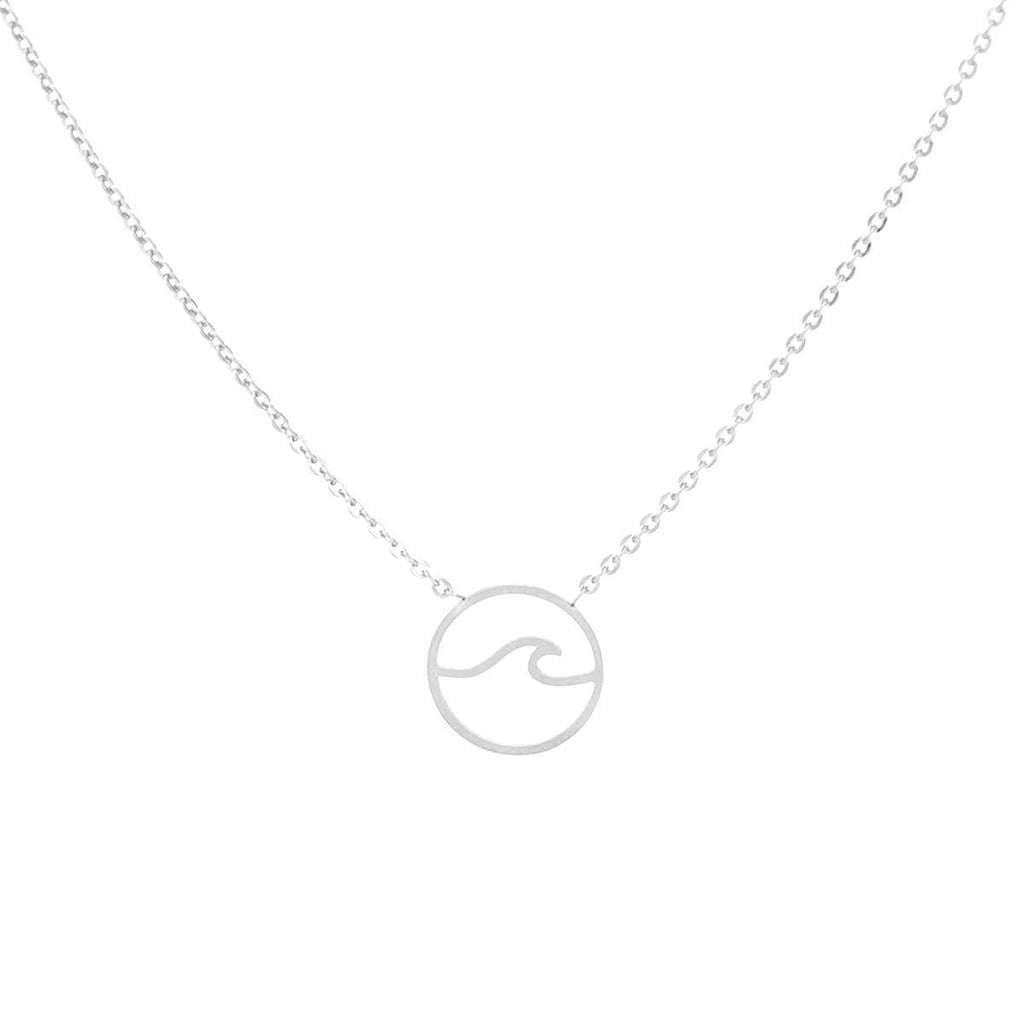 [Australia] - VAttract Wave Pendant Necklace Ocean Jewelry Gifts Beach Necklaces Cute Chokers for Women Teen Girls Silver 