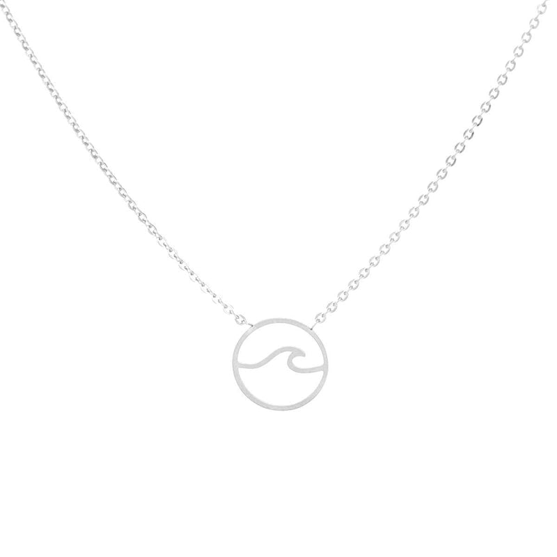 [Australia] - VAttract Wave Pendant Necklace Ocean Jewelry Gifts Beach Necklaces Cute Chokers for Women Teen Girls Silver 