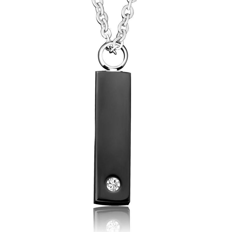 [Australia] - Infinite Memories Black Bar Strip Cylinder Pendants Urn Necklace for Cremation Ashes Men Women Black Strip Bar (Crystal) 