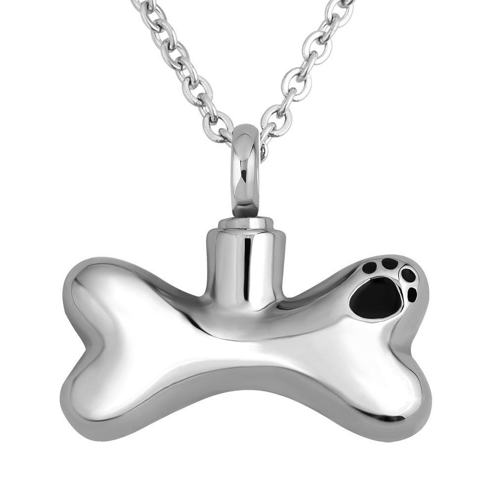 [Australia] - Infinite Memories Urn Necklace for Cremation Ashes Love Heart Dog Cat Paw Butterfly Angel Wings Style Pendants Bone & Paw Print 
