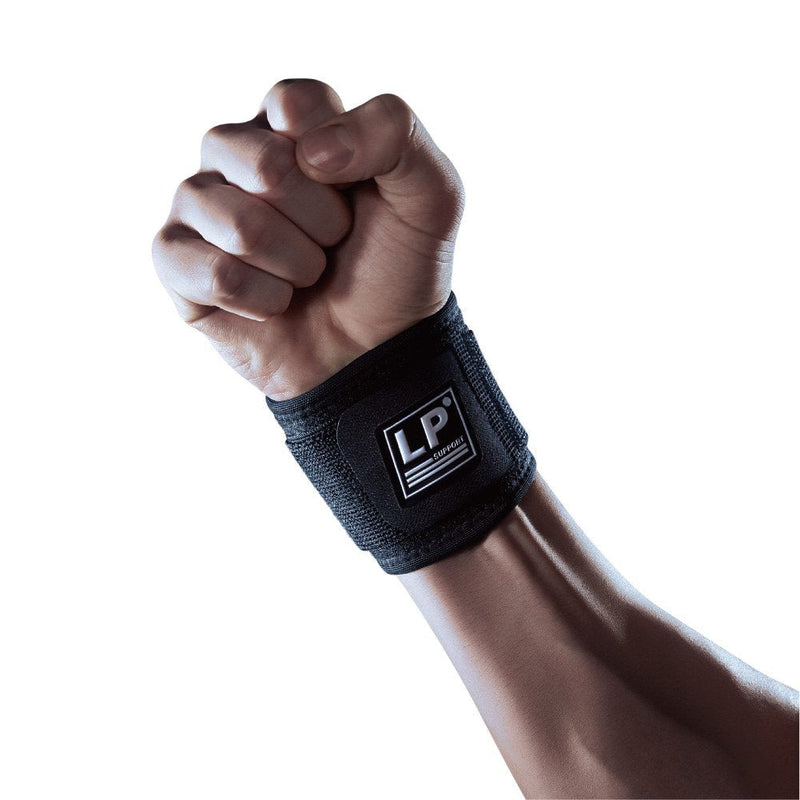 [Australia] - LP SUPPORT 753CA Extreme Adjustable Wrist Compression Strap -Support for Weightlifting, Crossfit, Tennis - Wrist Brace for Both Hands - One Size Adjustable (Black) 