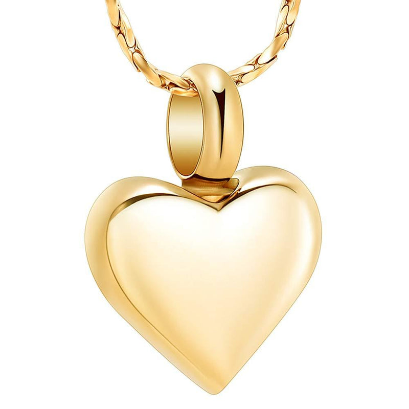 [Australia] - Imrsanl Small Heart Cremation Urn Necklace for Ashes Stainless Steel Memorial Ash Pendant Keepsake Jewelry Gold 