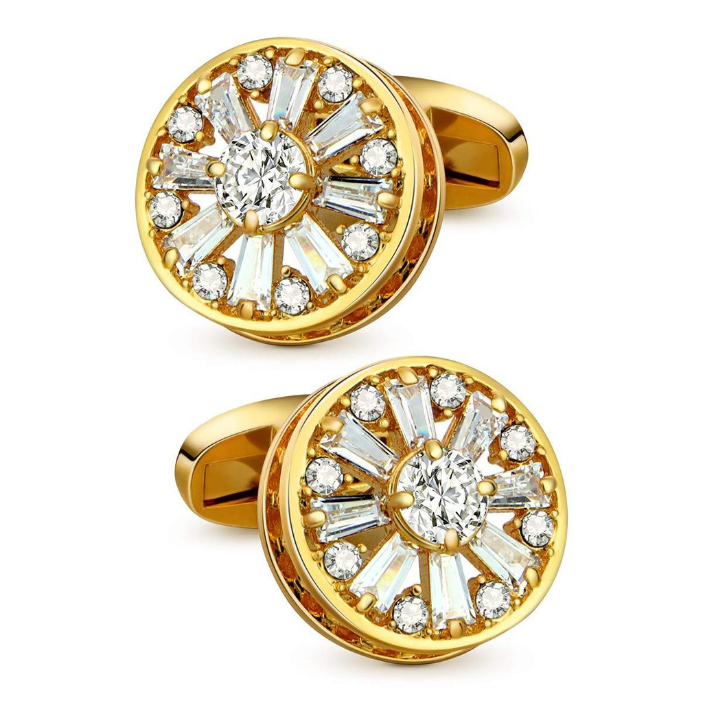 [Australia] - VIILOCK 18K Gold Plating Crystal Cufflinks for Men Wedding Gift Mens Cuff Links 