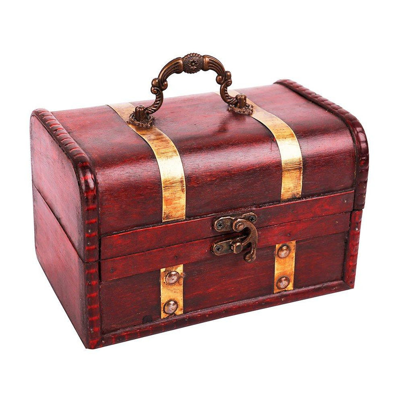 [Australia] - WaaHome Pirate Treasure Chest Wood Treasure Boxes Keepsake Box For Kids Girls (7''X4.3''X4.3'') 