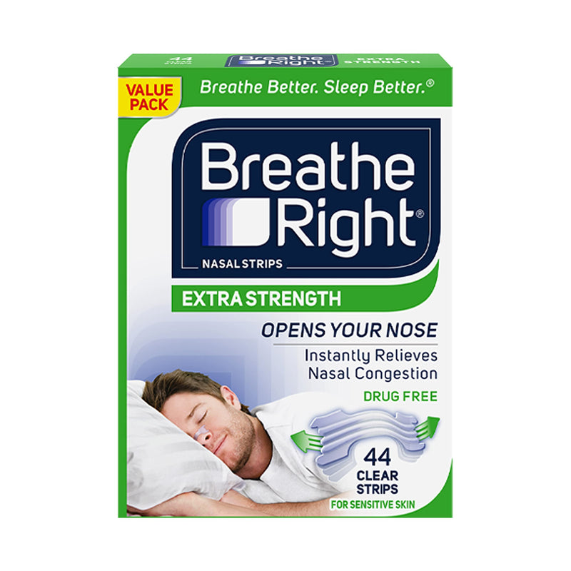 [Australia] - Breathe Right Extra Clear DrugFree Nasal Strips for Nasal Congestion Relief, 44 Count , 1 Count 