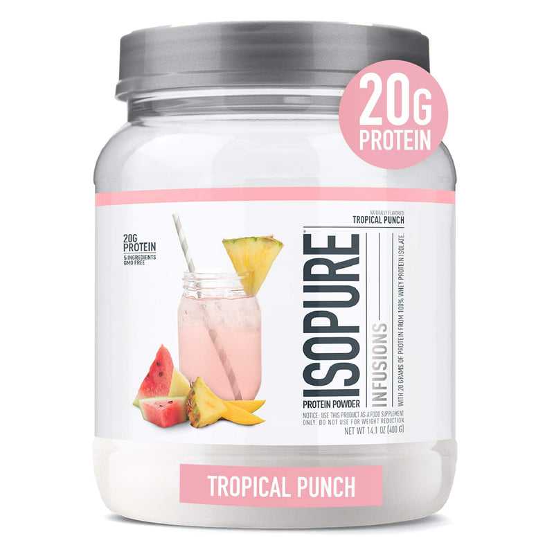 [Australia] - Isopure Protein Powder, Gluten Free, Whey Protein Isolate, Post Workout Recovery Drink Mix, Prime Drink, Infusions- Tropical Punch, 16 Servings 16 Servings (Pack of 1) 