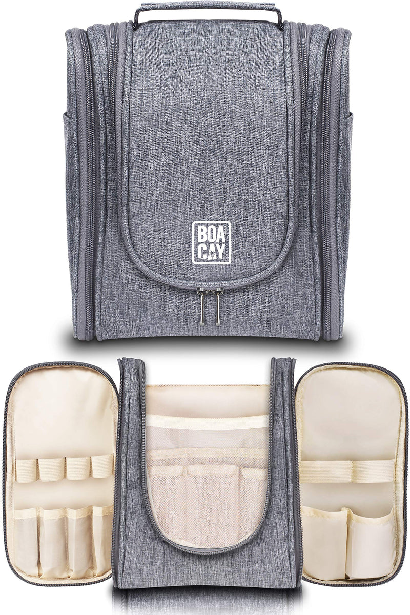 [Australia] - Premium Hanging Travel Toiletry Bag for Women and Men, Hygiene Bag, Bathroom and Shower Organizer Kit with Elastic Band Holders for Toiletries, Cosmetics, Makeup, Brushes Quartz Gray (M) 