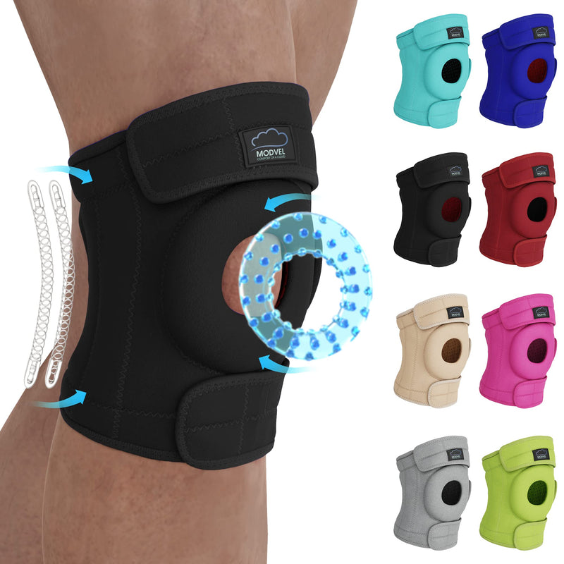 [Australia] - MODVEL Knee Brace with Side Stabilizers | FSA or HSA eligible | Patella Gel Pads Knee Support Braces for Knee Pain, Meniscus Tear,ACL,MCL,Arthritis, Joint Pain Relief,Injury Recovery-4 Sizes. Black XX-Large 