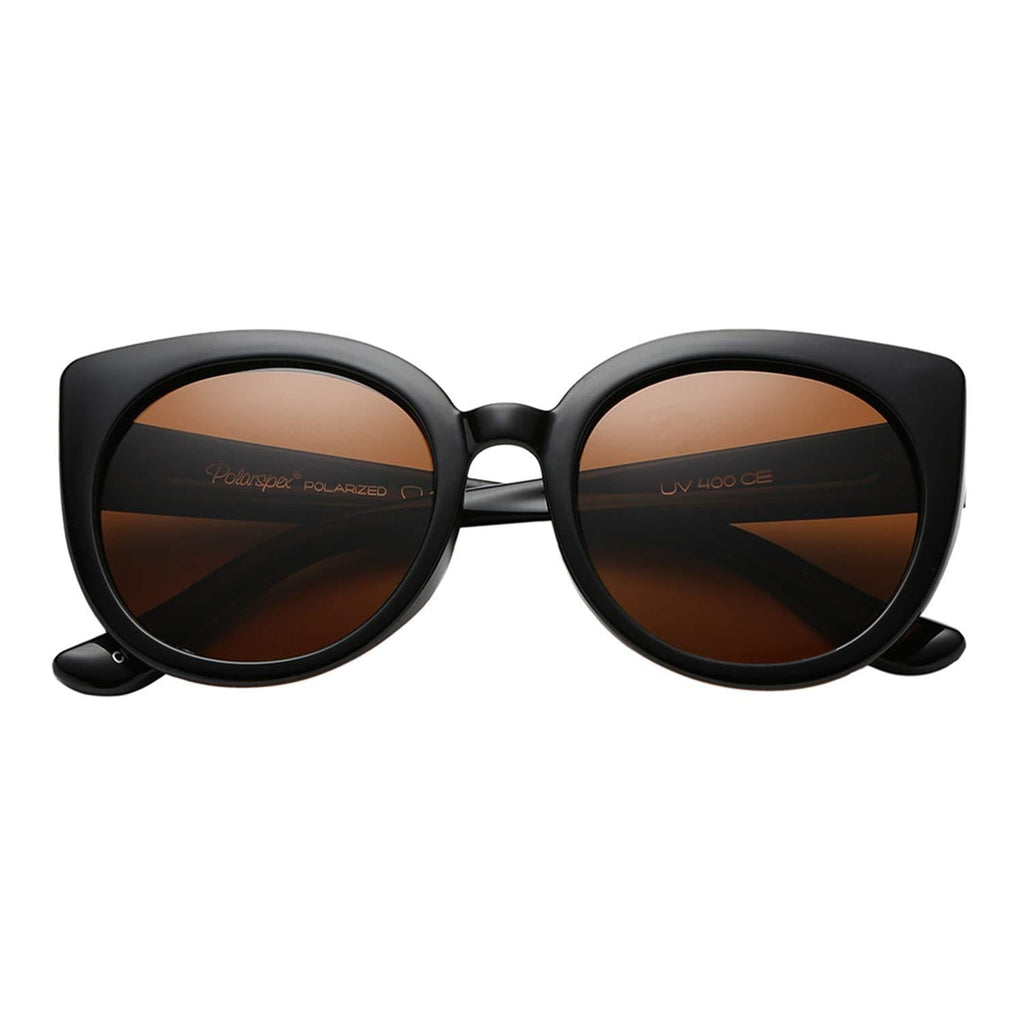 [Australia] - Polarspex Girls Elastic Cateye Toddler Polarized Kids Sunglasses - Ages 3-7 Black | Polarized Brown 50 Millimeters 
