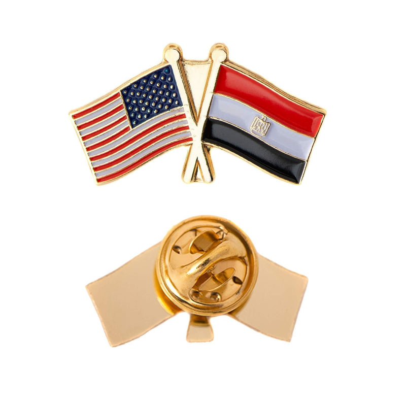 [Australia] - Desert Cactus Egypt Country Lapel Enamel with United States USA Souvenir Hat Men Women Patriotic Egyptian (Double Flag Pin) 