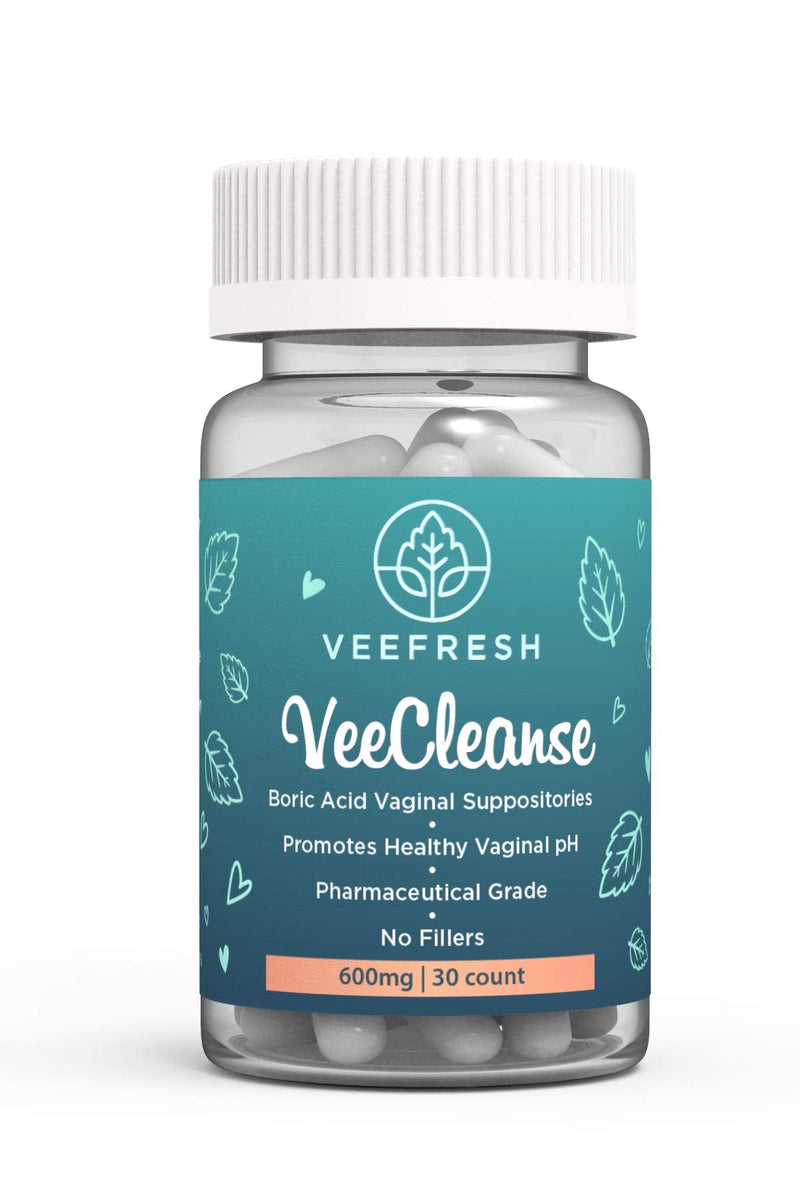 [Australia] - VeeFresh - VeeCleanse Boric Acid Vaginal Suppositories - Vaginal pH Balance Suppositories - Vaginal Odor Control - Feel Fresh, Feminine and Confident 