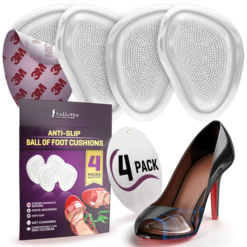 [Australia] - Premium High Heel Inserts [Extra Soft Forefoot Cushioning] Ball of Foot Cushions for Women and Men, Reusable Metatarsal Pads, Prevent Blisters and Calluses, 4 Invisible Pads, Fit Any Shoe Metatarsal pads (4 Pieces) 