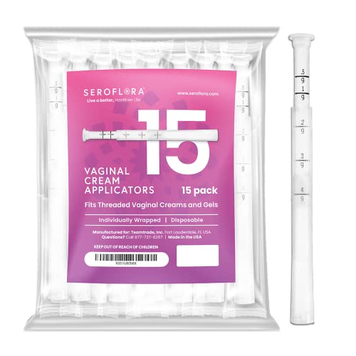 [Australia] - Seroflora Disposable Vaginal Cream Applicators - Fits Premarin, Estrace, Preseed and Most OTC Gels, Lubricants, and Creams - Threaded End, Comfort Tip, and Dosage Markings (15 pack) 
