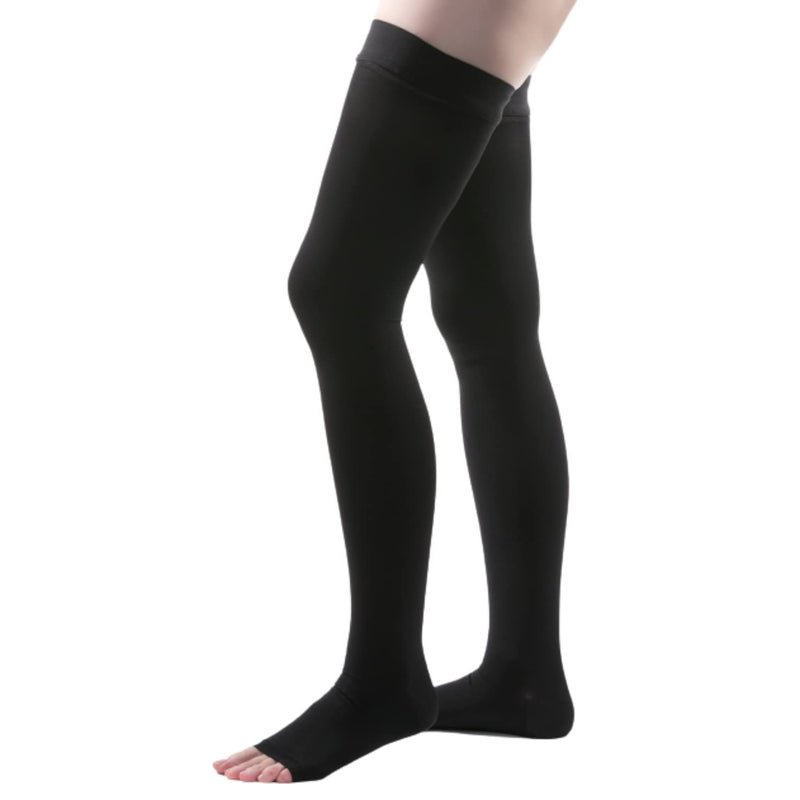 [Australia] - Allegro 30-40 mmHg Surgical 305/315 Open Toe Thigh High Medical Compression Hose, Comfortable Support Garments Black Medium 
