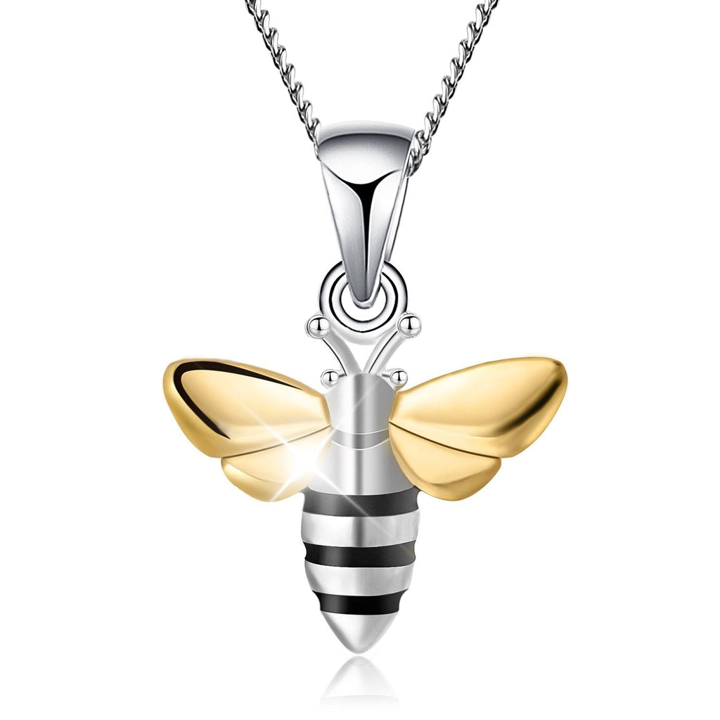 [Australia] - Lotus Fun S925 Sterling Silver Necklace Pendant Lovely Honeybee Pendant with Necklaces Link Chain length 17inches, Handmade Unique Jewelry Gift for Women and Girls 