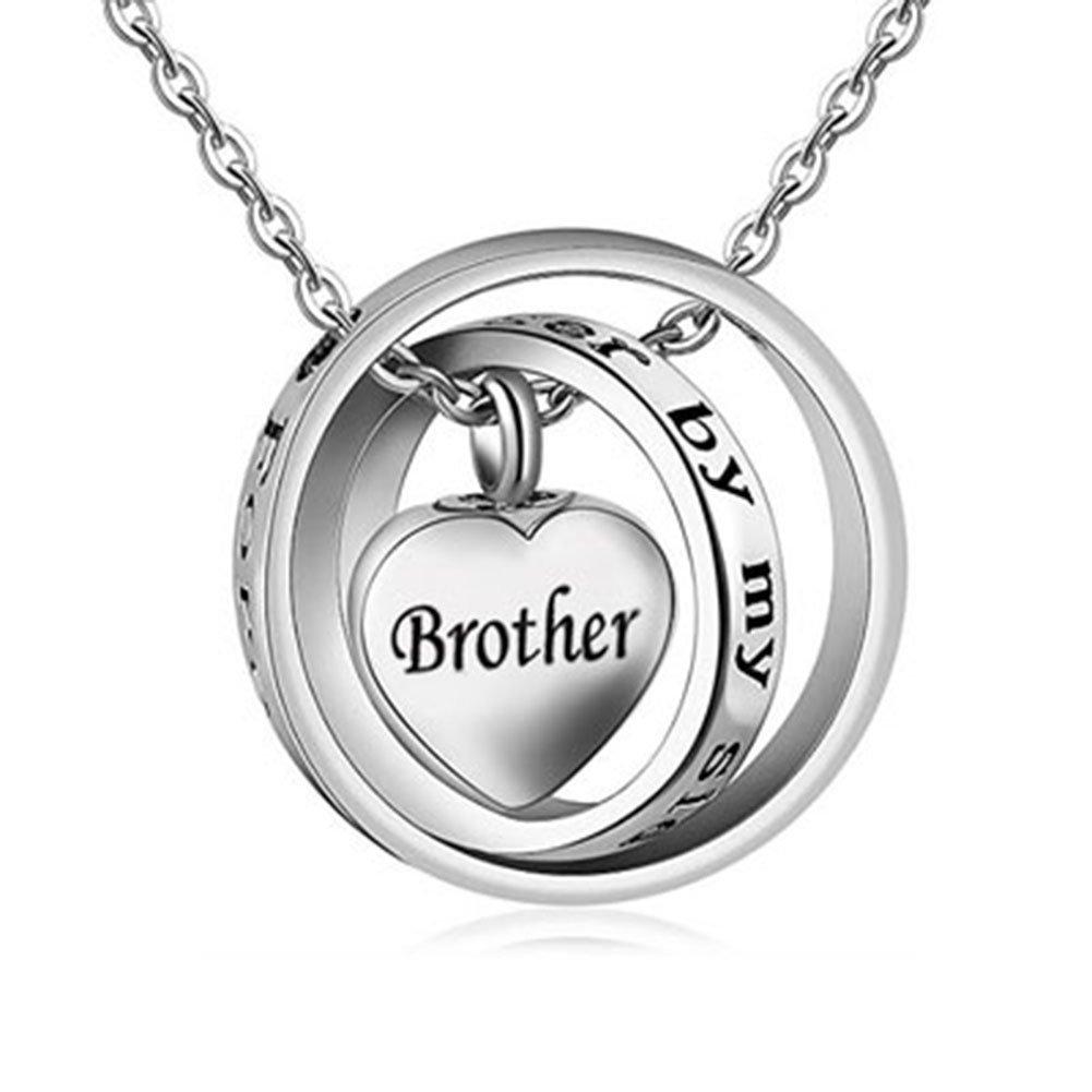 [Australia] - Jesse Ortega Urn Necklace of Ashes No Longer by My Side Forever in My Heart Keepsake Cremation Jewelry Memorial Stainless Steel Brother 