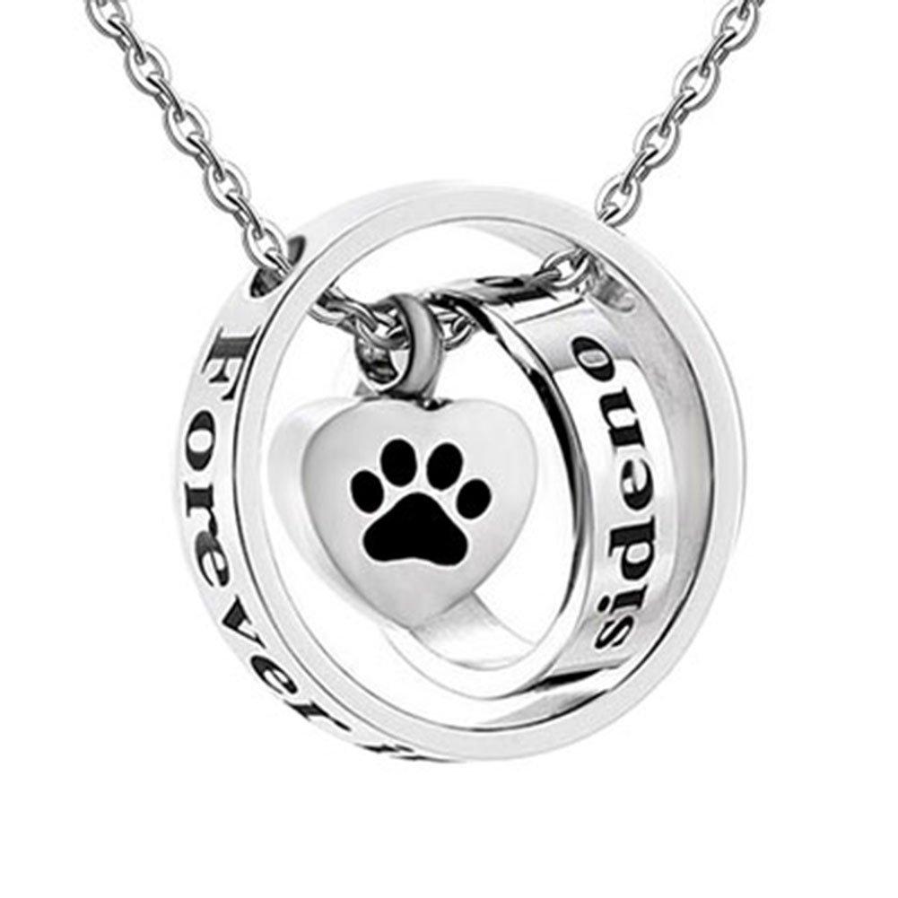 [Australia] - Jesse Ortega No Longer by My Side Forever in My Heart Urn Necklace for Ashes Cremation Jewelry Pet Paw Prints Keepsake Memorial Pendant 