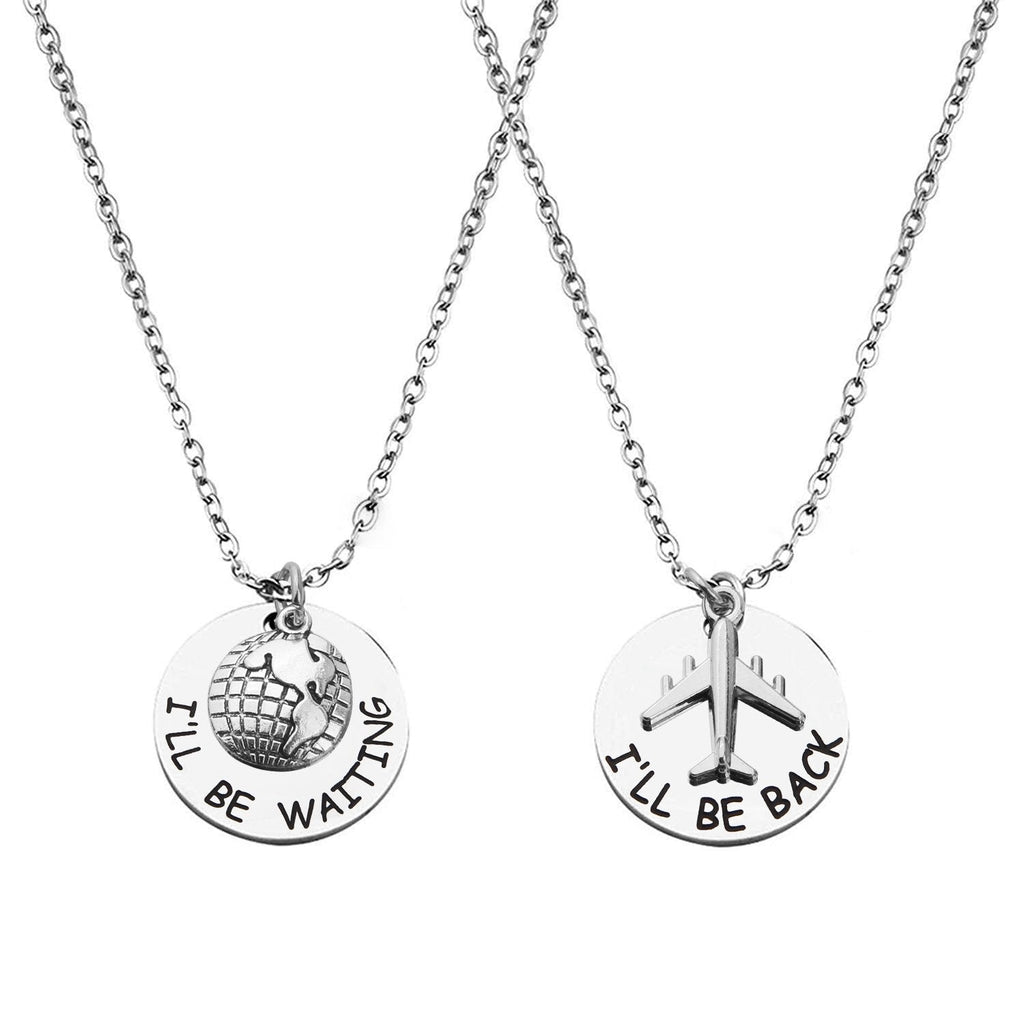 [Australia] - MAOFAED Long Distance Couples Gift Friendship Gift I'll Be Back I'll Be Waiting LDRSHIP Necklace Sets for 2 Ne-illbebacknecklaceset 