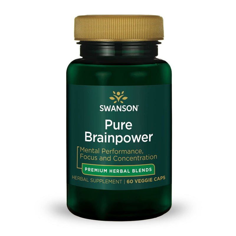 [Australia] - Swanson Pure Brainpower Brain Health Cognitive Memory Focus Support Brain-Derived Neurotrophic Factor (BDNF) Herbal Supplement (Ginkgo Biloba, Bacopa Monnieri) 60 Veggie Capsules (Veg Caps) Vegan 