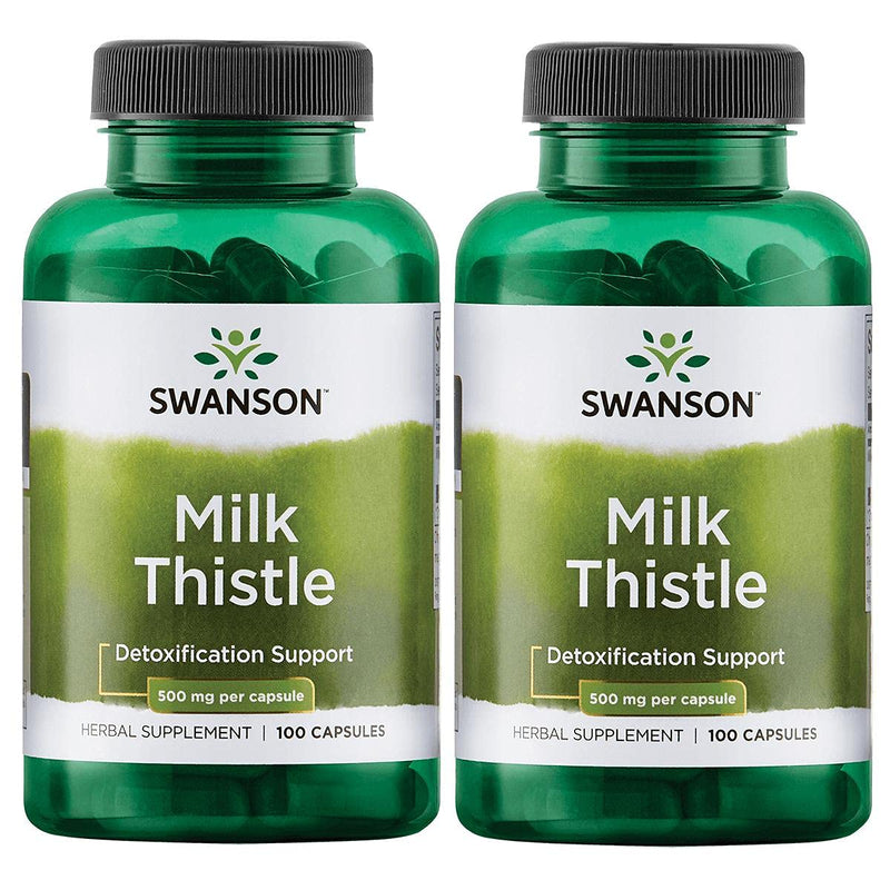 [Australia] - Swanson Milk Thistle - Herbal Liver Support Supplement - Natural Formula Helping to Maintain Overall Health & Wellbeing - (100 Capsules, 500mg Each) 2 Pack 
