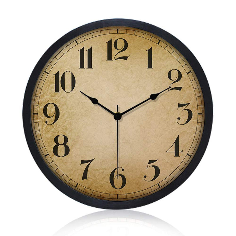 [Australia] - Gkwet Black Retro Wall Clock, Silent Non Ticking 10 Inch Quality Quartz Decorative Wall Clock, Round Easy to Read Home, Office, School Clock C 