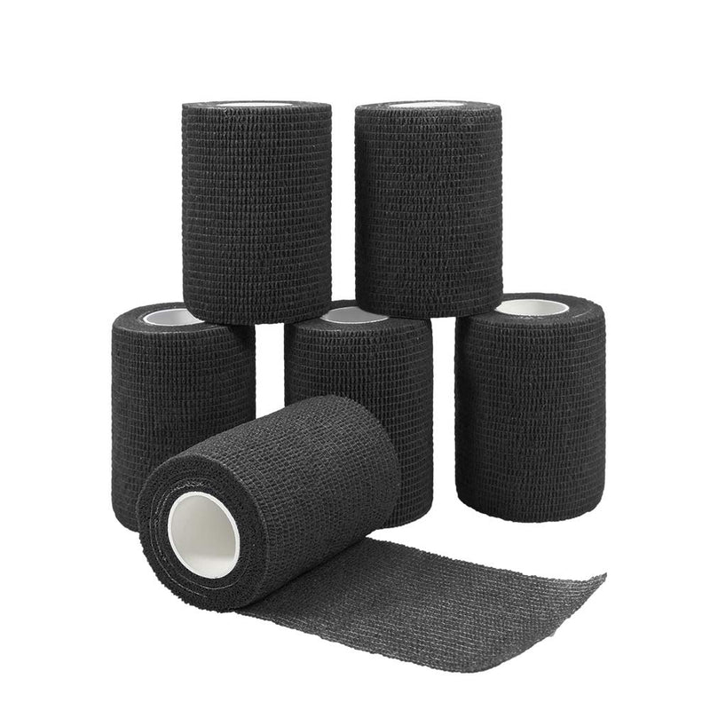 [Australia] - GooGou Self Adherent Wrap Bandages Self Adhering Cohesive Tape Elastic Athletic Sports Tape for Sports Sprain Swelling and Soreness on Wrist and Ankle 6PCS 3 in X 14.7 ft (Black) Black 