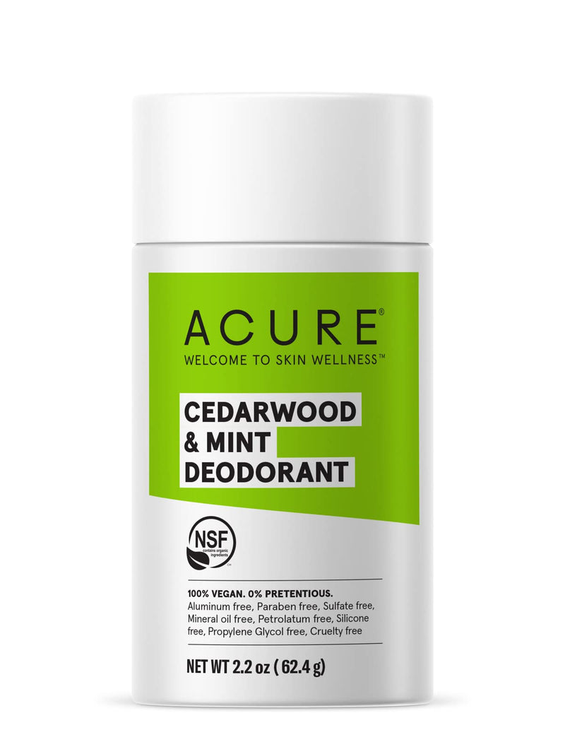 [Australia] - ACURE Cedarwood & Mint Deodorant, 100% Vegan, NSF Certified - Contains Organic Ingredients, Aluminum-Free, Woodsy & Minty Finish Scent, 2.2 Ounce 