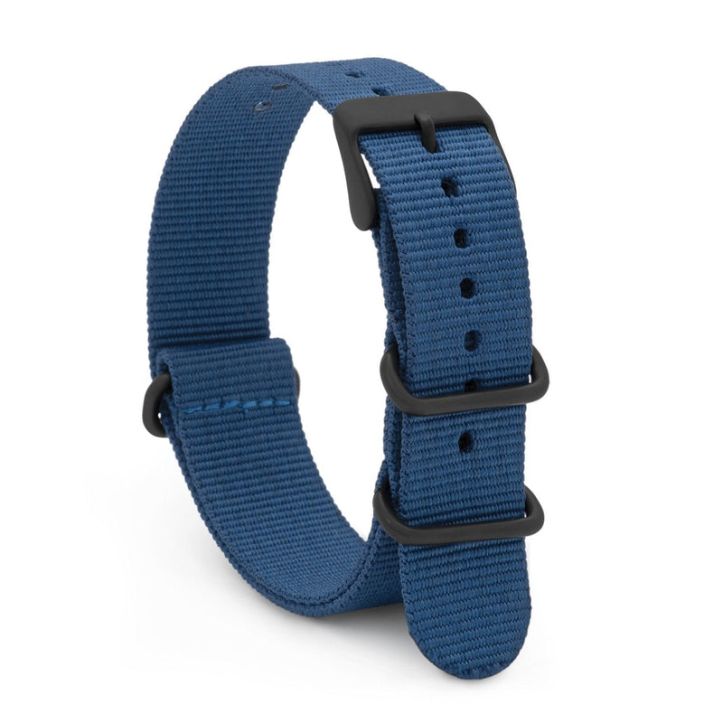 [Australia] - Speidel NATO Style Watch Band 20mm Woven Military Style Nylon Strap with Heavy Duty Stainless Steel Keepers and Buckle-Multiple Color Options Blue 