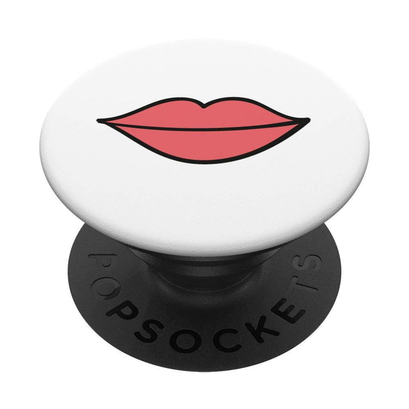 [Australia] - Lipstick Retro Pop Art Style For Makeup Lovers MUA White PopSockets Grip and Stand for Phones and Tablets Black 