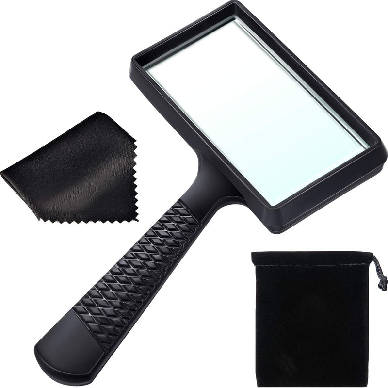 [Australia] - 3X Handheld Magnifier, 3.77 x 1.89 Inch Rectangular Magnifying Glass, Scratch Resistant Glass Lens for Reading, Hobbies, Repair, Observation 