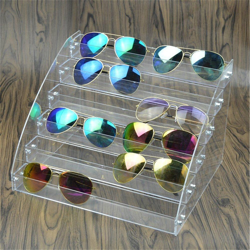 [Australia] - MineDecor 12 Piece Plastic Sunglasses Organizer Clear Eyeglasses Display Case 6 Tier Eyewear Storage Tray Box for Glasses Tabletop Holder Stand 