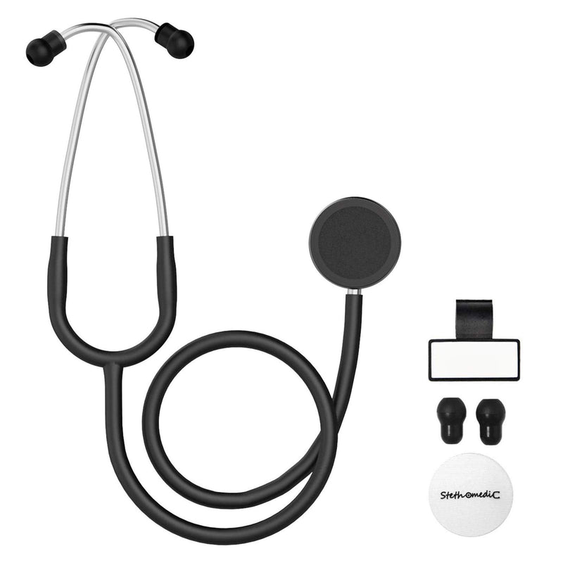 [Australia] - Dual Head Stethoscope for Medical and Home by FriCARE, Classic Lightweight Design, Stethoscope for Adult, Gift for Nurses, Doctors, Medical Students, 28 inch (Black) Black 