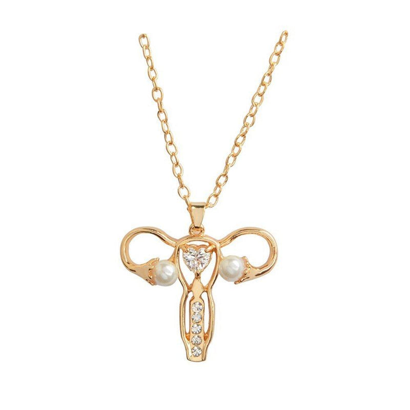 [Australia] - AILUOR Uterus Ovary Pendant Necklace, Feminist Medical Symbol Female Organ Gynecologist Nurse Gift Jewelry Gold 