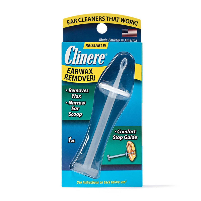 [Australia] - Clinere Ear Cleaner Earwax Remover Reusable Tool with Comfort Guide, Narrow Ear Scoop for Safely & Gently Cleaning Ear Canal at Home, Earwax Removal Cleaning Tool, Itchy Ears, Ear Wax Buildup, 1ct 