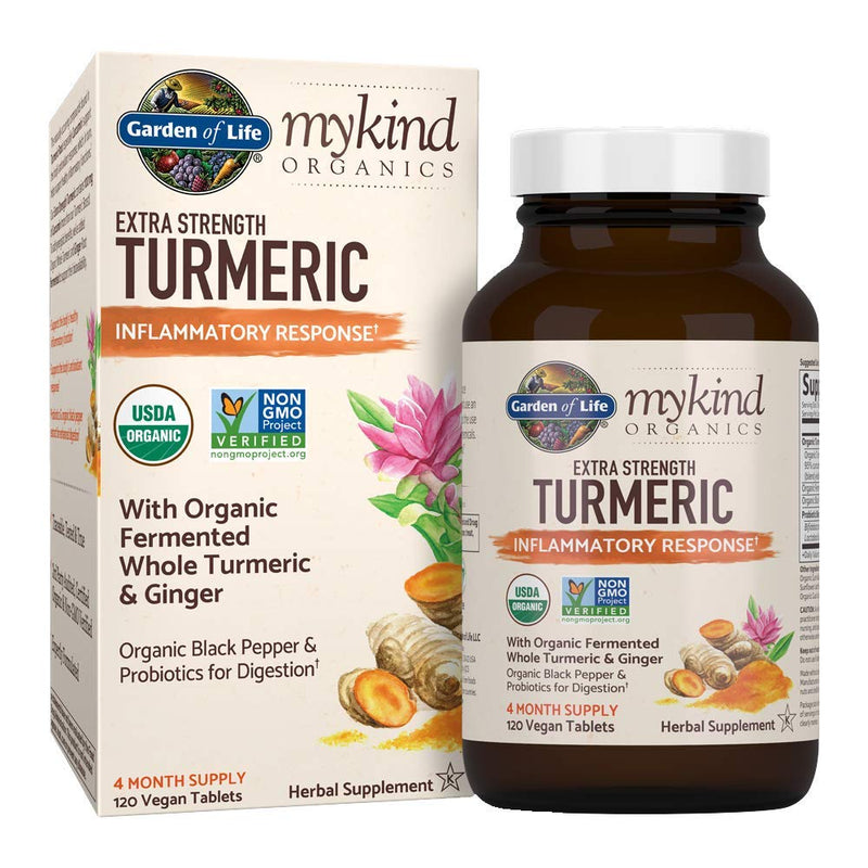 [Australia] - Garden of Life Mykind Organics Extra Strength Turmeric Inflammatory Response 120 Tablets-100Mg Curcumin (95% Curcuminoids) Black Pepper, Probiotics, Organic Non-GMO Vegan Gluten Free Herbal Supplemen 120 Count (Pack of 1) 