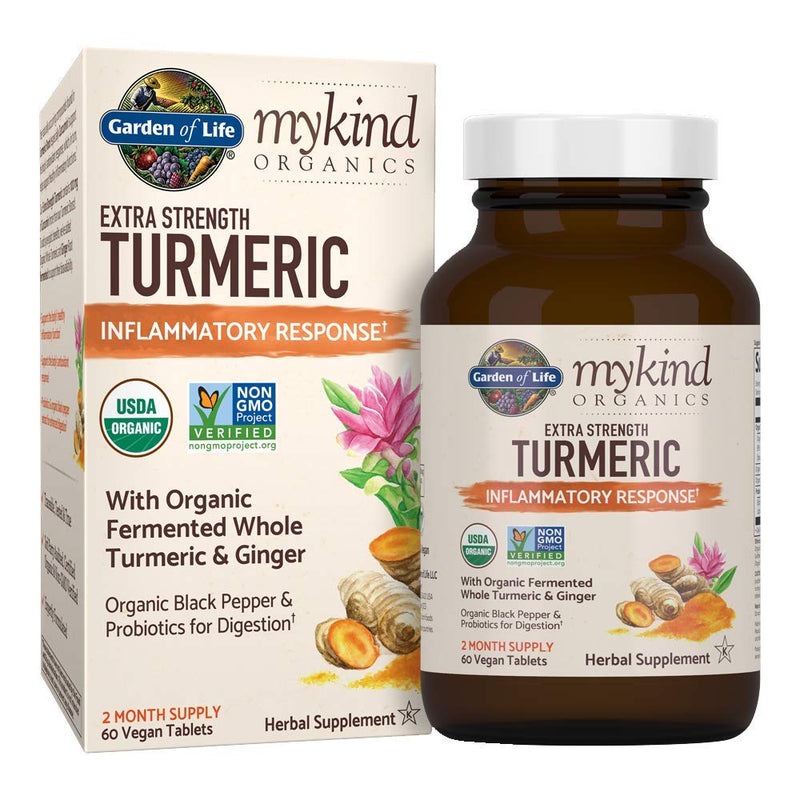 [Australia] - Garden of Life mykind Organics Extra Strength Turmeric Inflammatory Response 60 Tablets-100mg Curcumin (95% Curcuminoids) Black Pepper, Probiotics, Organic Non-GMO Vegan Gluten Free Herbal Supplement 60 Count (Pack of 1) 